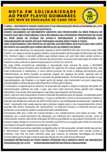 Nota pública enviada pelo Movimento Negro Unificado (MNU) em solidariedade ao secretário de Educação cabo-friense, Flávio Guimarães