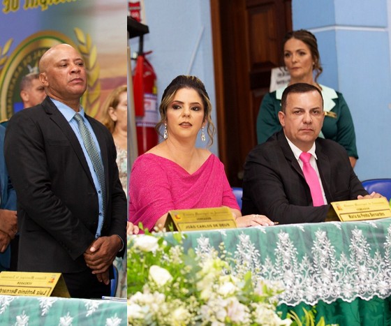 Da esquerda para direita, vereadores de Araruama Magno Dheco, Penha Bernardes e Oliveira da Guarda