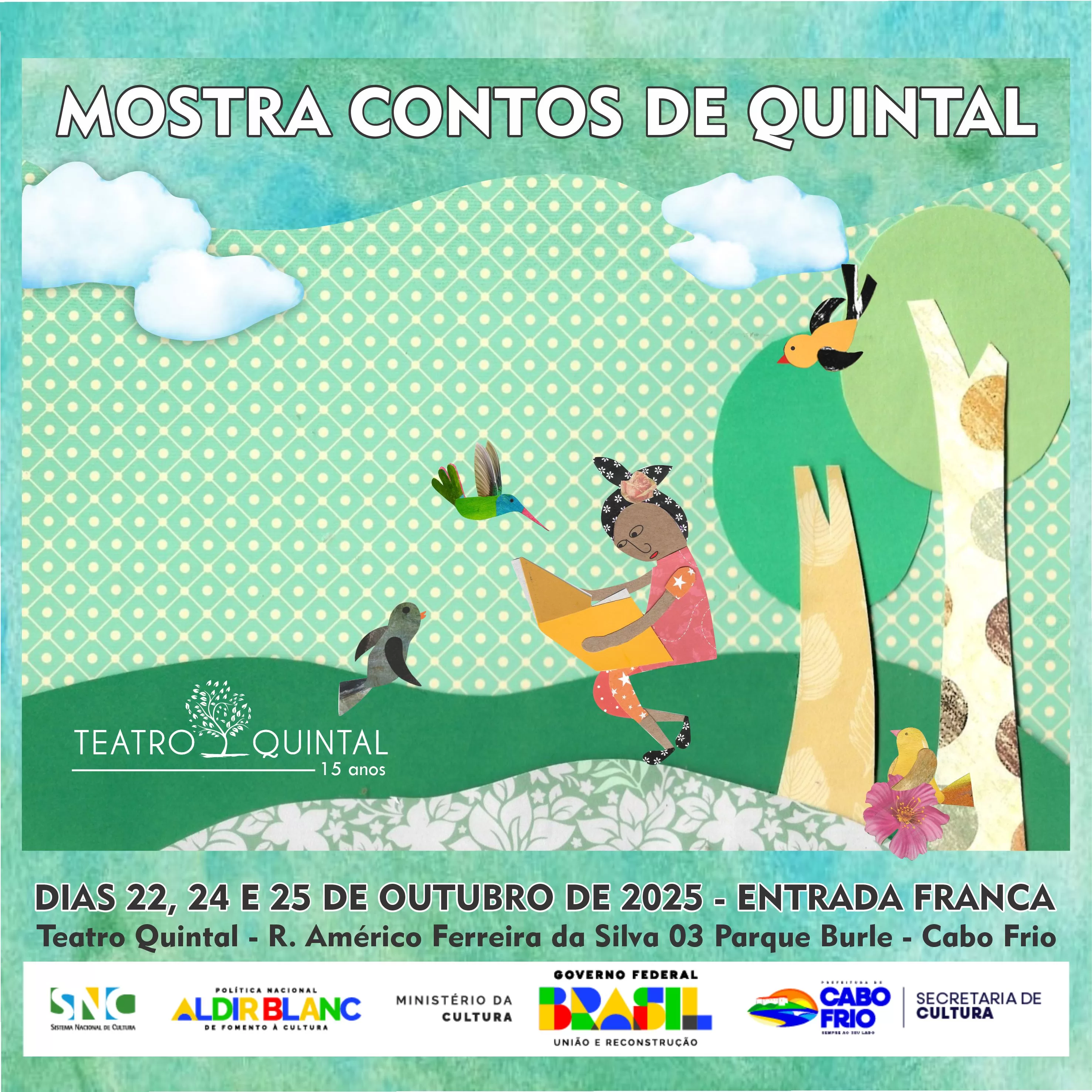 cartaz mostra contos de quintal